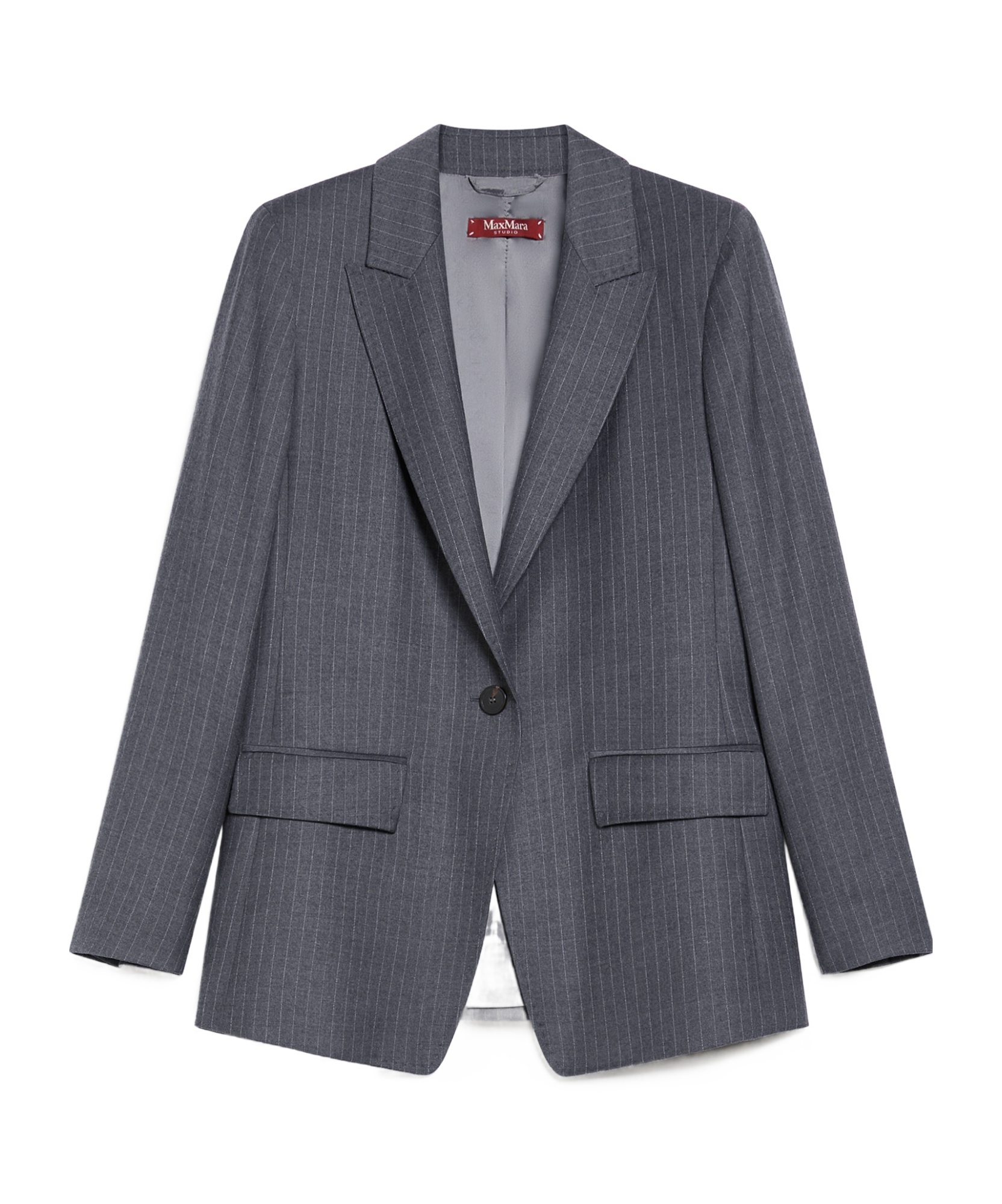 Max Mara Long-sleeved Wool Suit Coat In Black