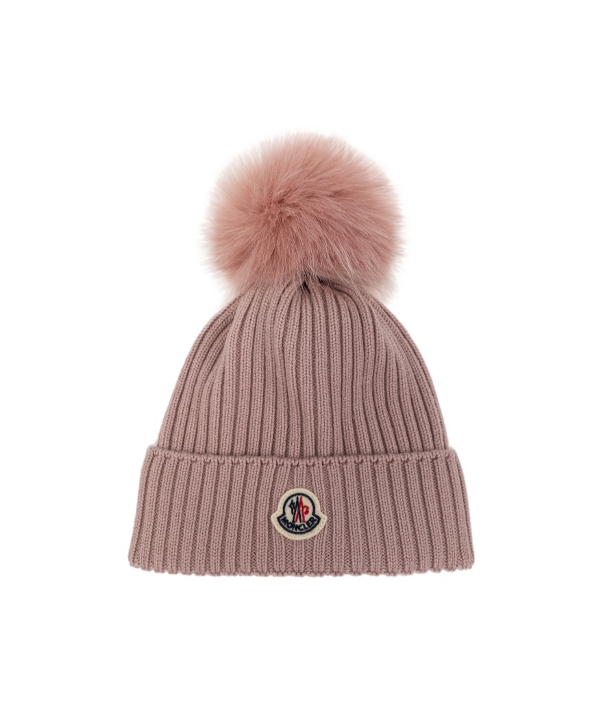 Moncler Wool Beanie With Pom Pom In Multicolor