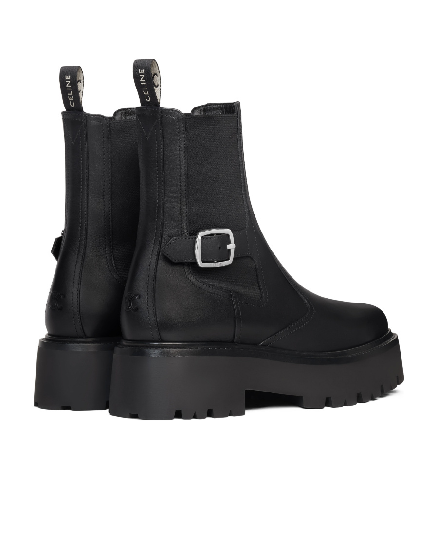 Celine Bulky Logo Short Boots In Black