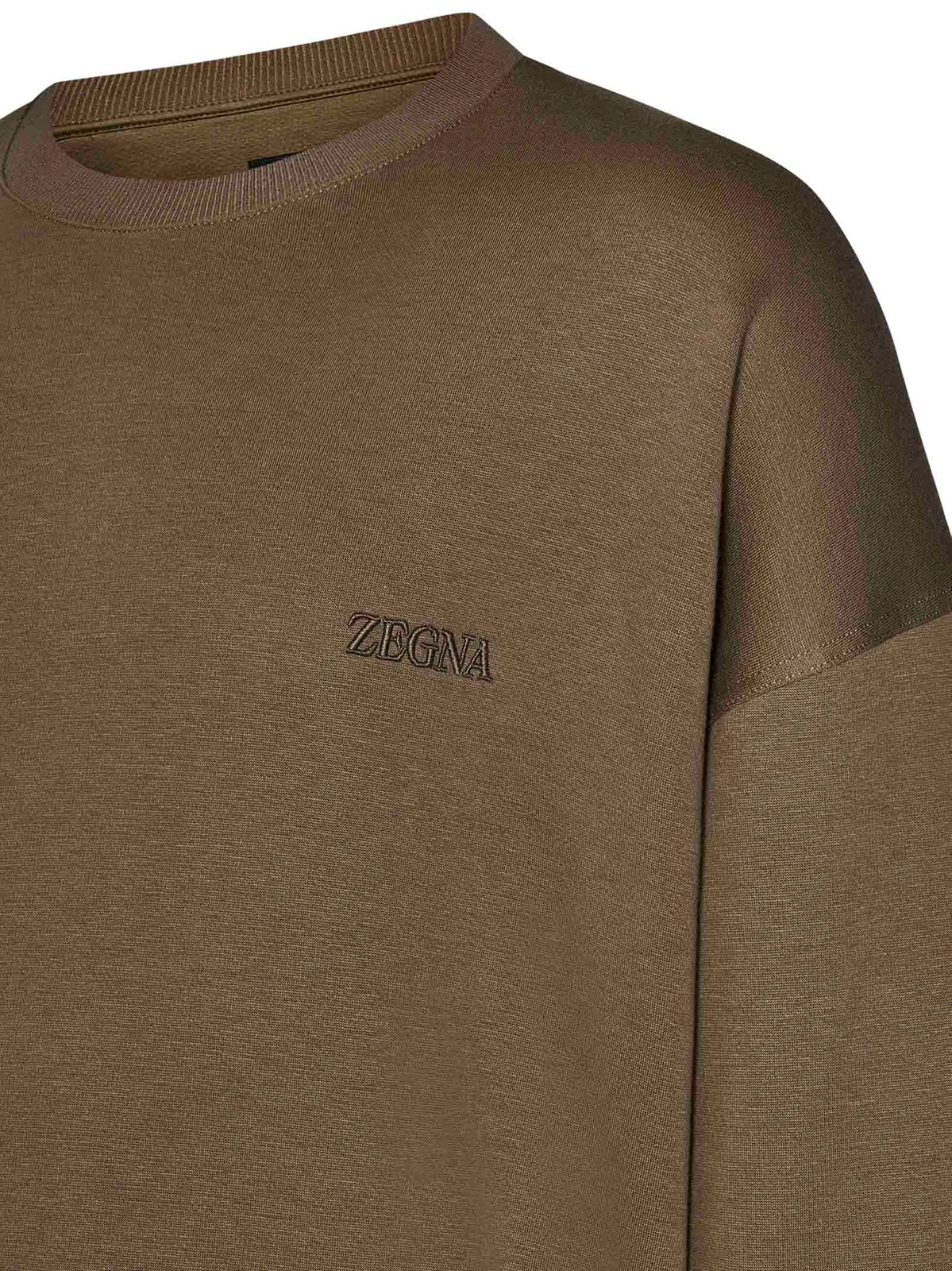 ZEGNA Z ZEGNA LOGO EMBROIDERED DRAWSTRING HEM CREWNECK SWEATSHIRT
