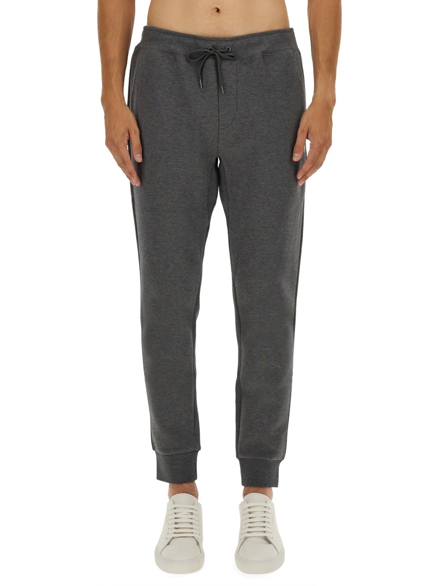 Polo Ralph Lauren Tapered Jogger Pants With Drawstring Waist And Ribbed Cuffs In Gray