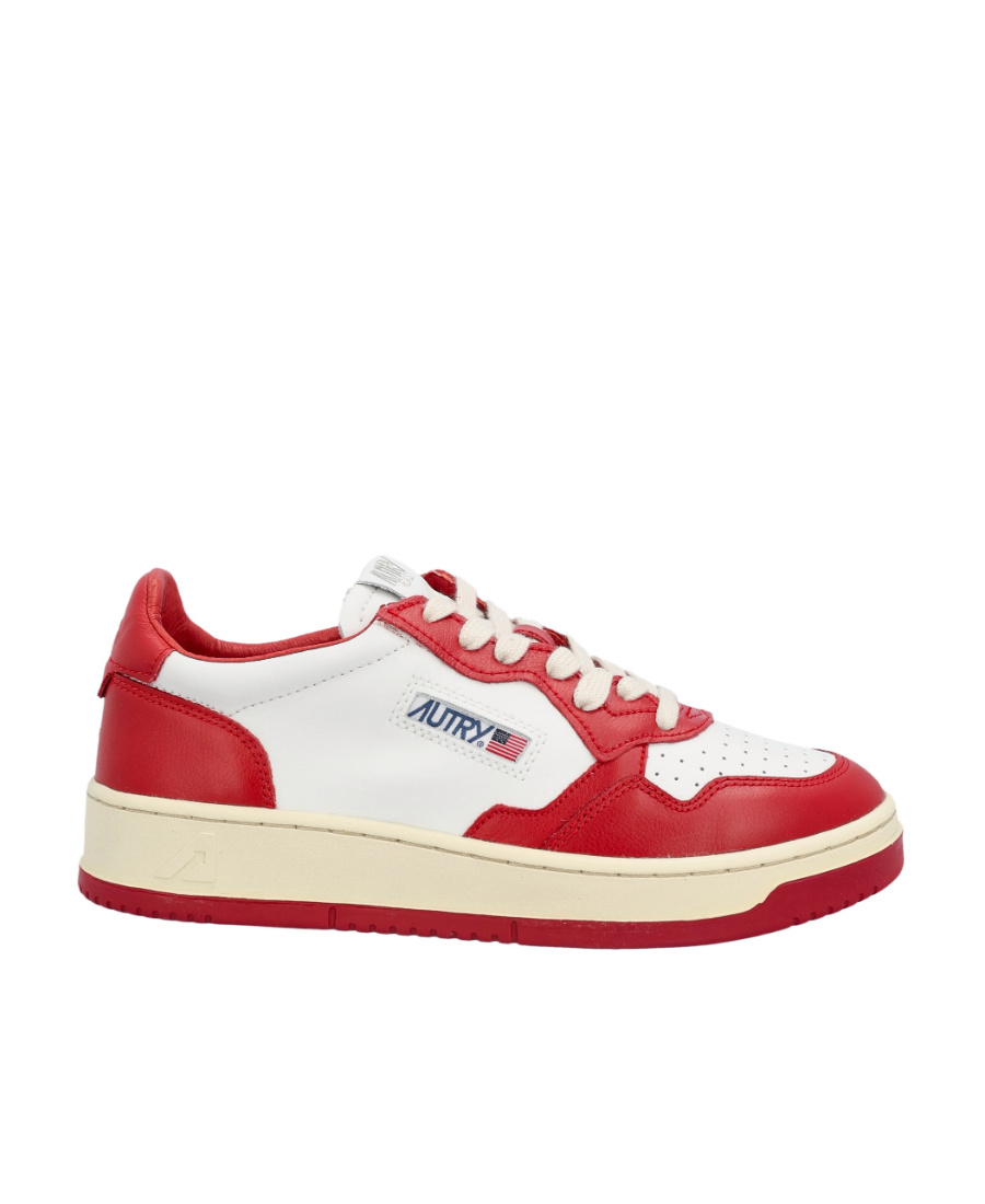 Autry Low Leather Sneakers Panelled Design In Red