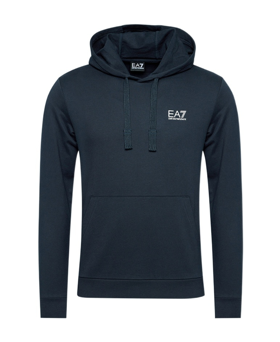 Ea7 Logo Hooded Sweater In Black