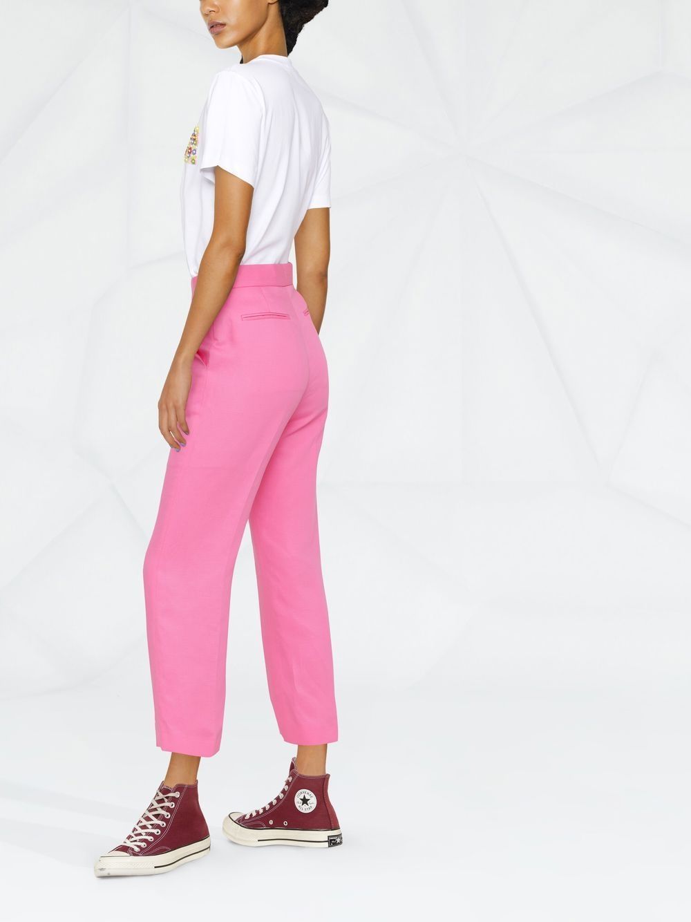 Msgm Cropped Tailored Trousers In Pink