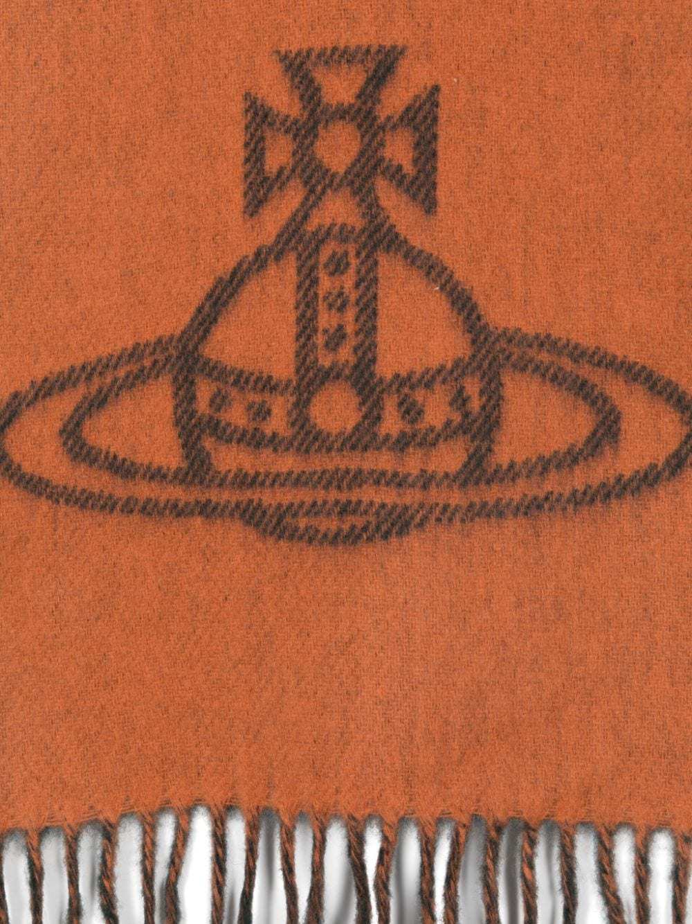 Vivienne Westwood Double Logo Wool Scarf In Orange
