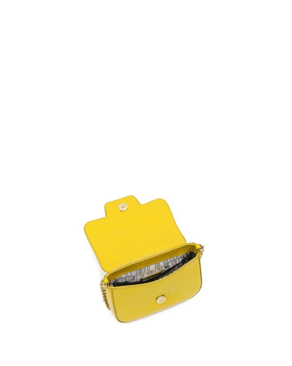Shop Ferragamo Saffiano Chain Shoulder Bag In Yellow