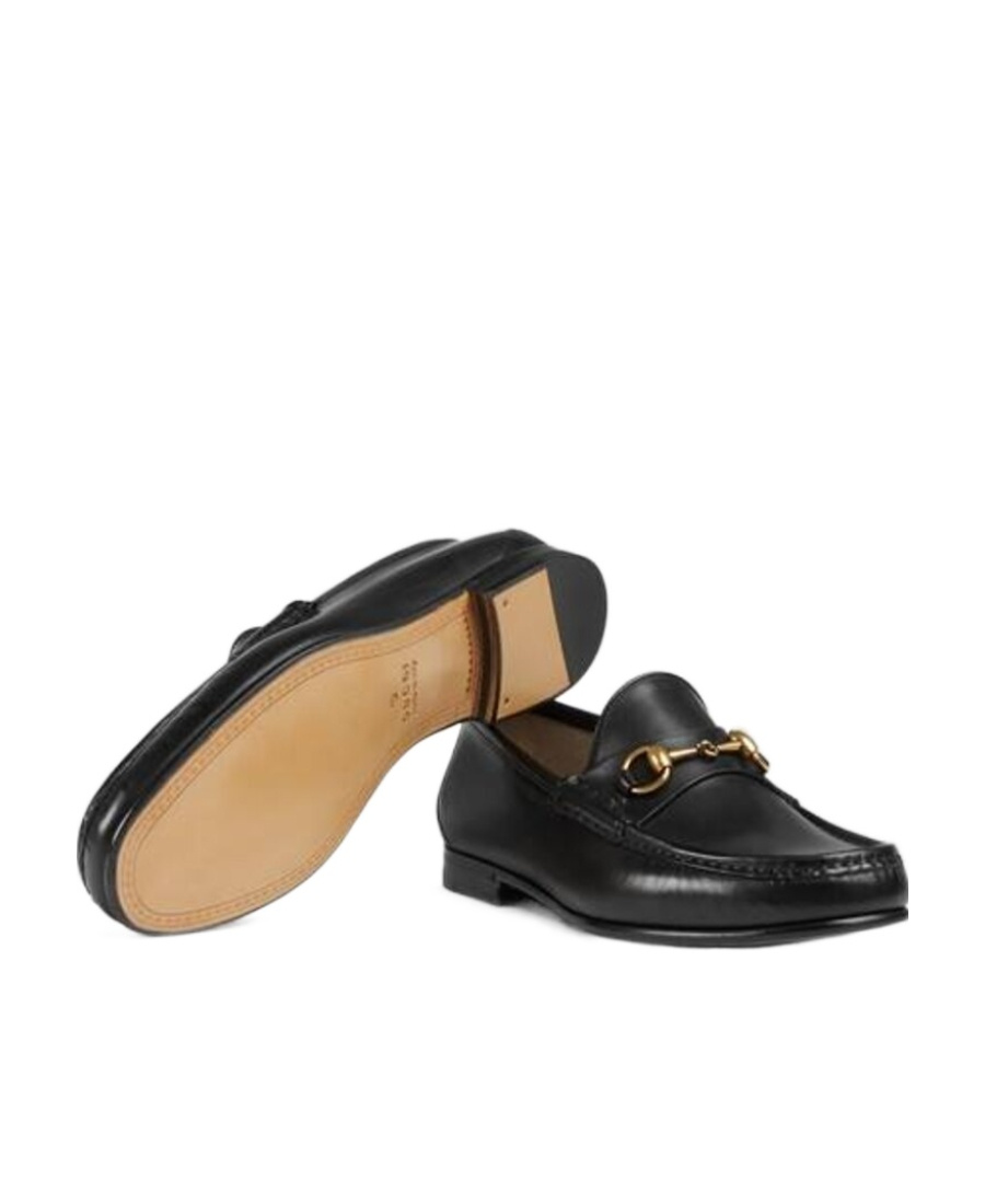 Gucci Men's Black Roos Horsebit Leather Moccasins In Black