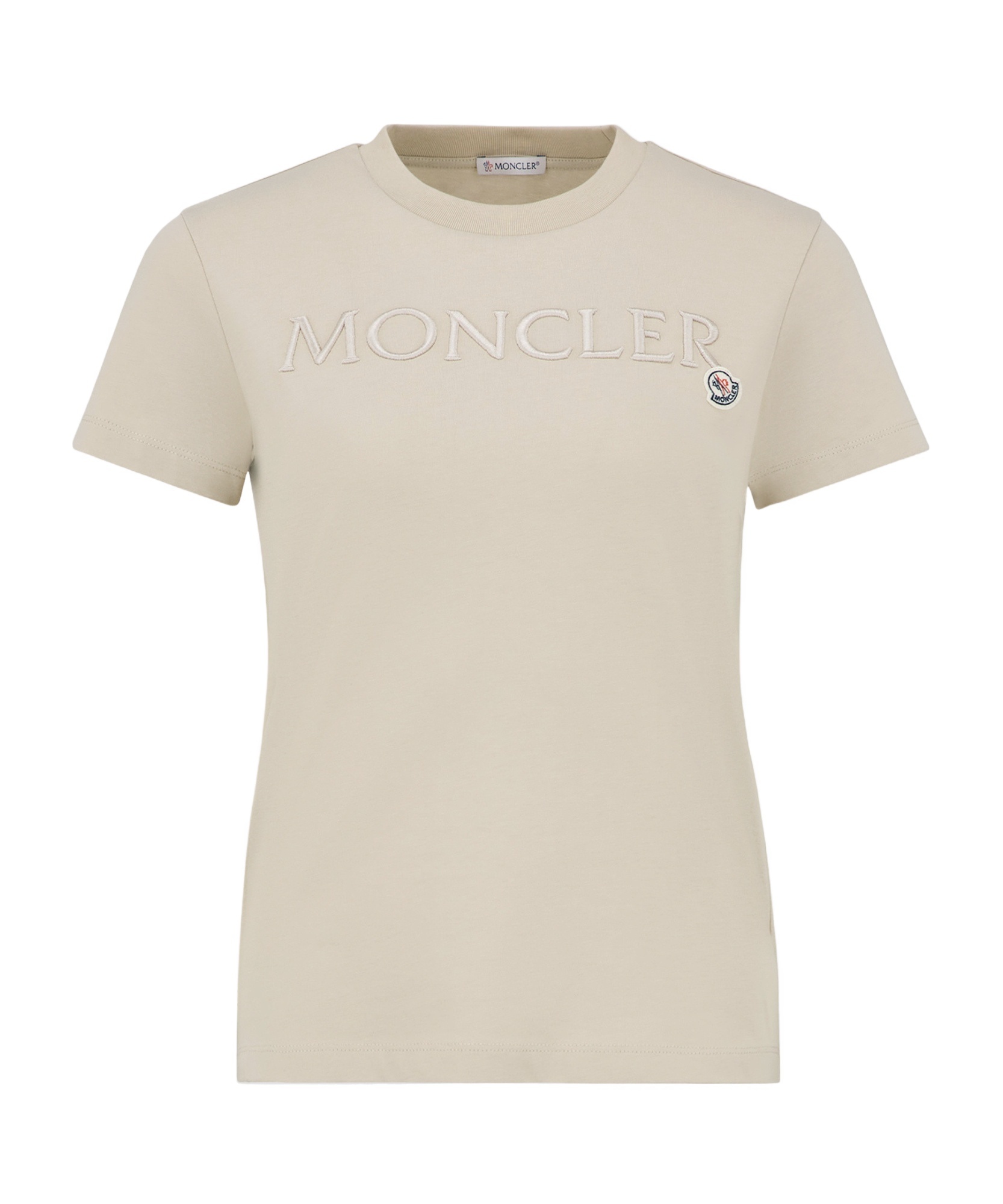 Moncler Logo Embroidered Crewneck T-shirt In Gold