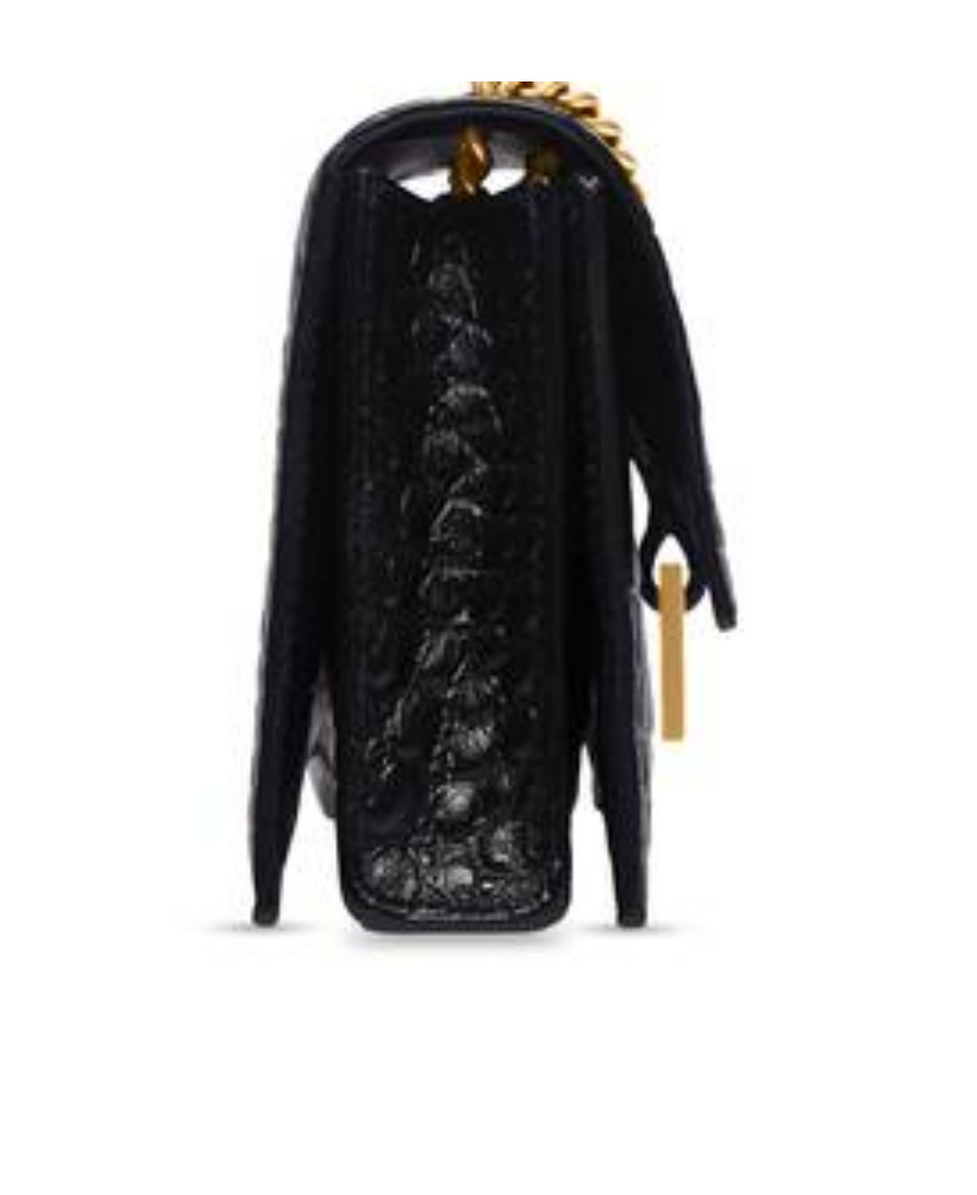 Balenciaga Small Crush Embossed Leather Chain Bag In Black