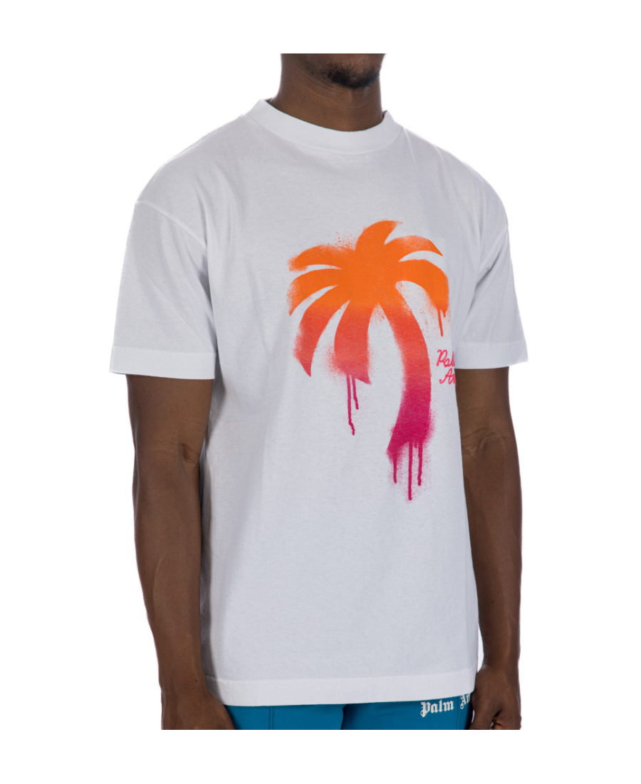 Palm Angels Palm Tree-print Cotton T-shirt In White