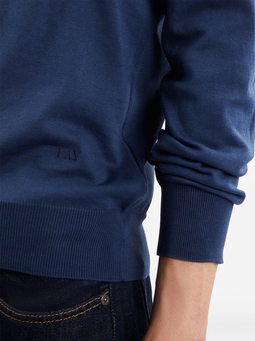 Fay Logo-embroidered Jumper In Blue