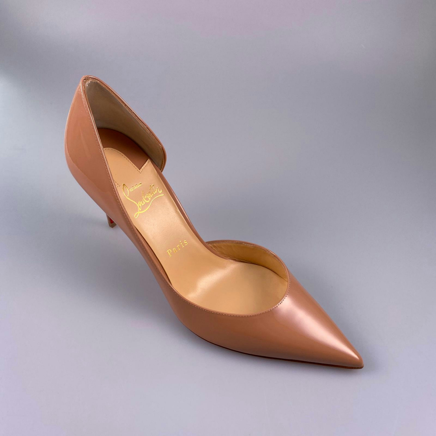 Christian Louboutin Iriza 85 Patent Pump In Nude
