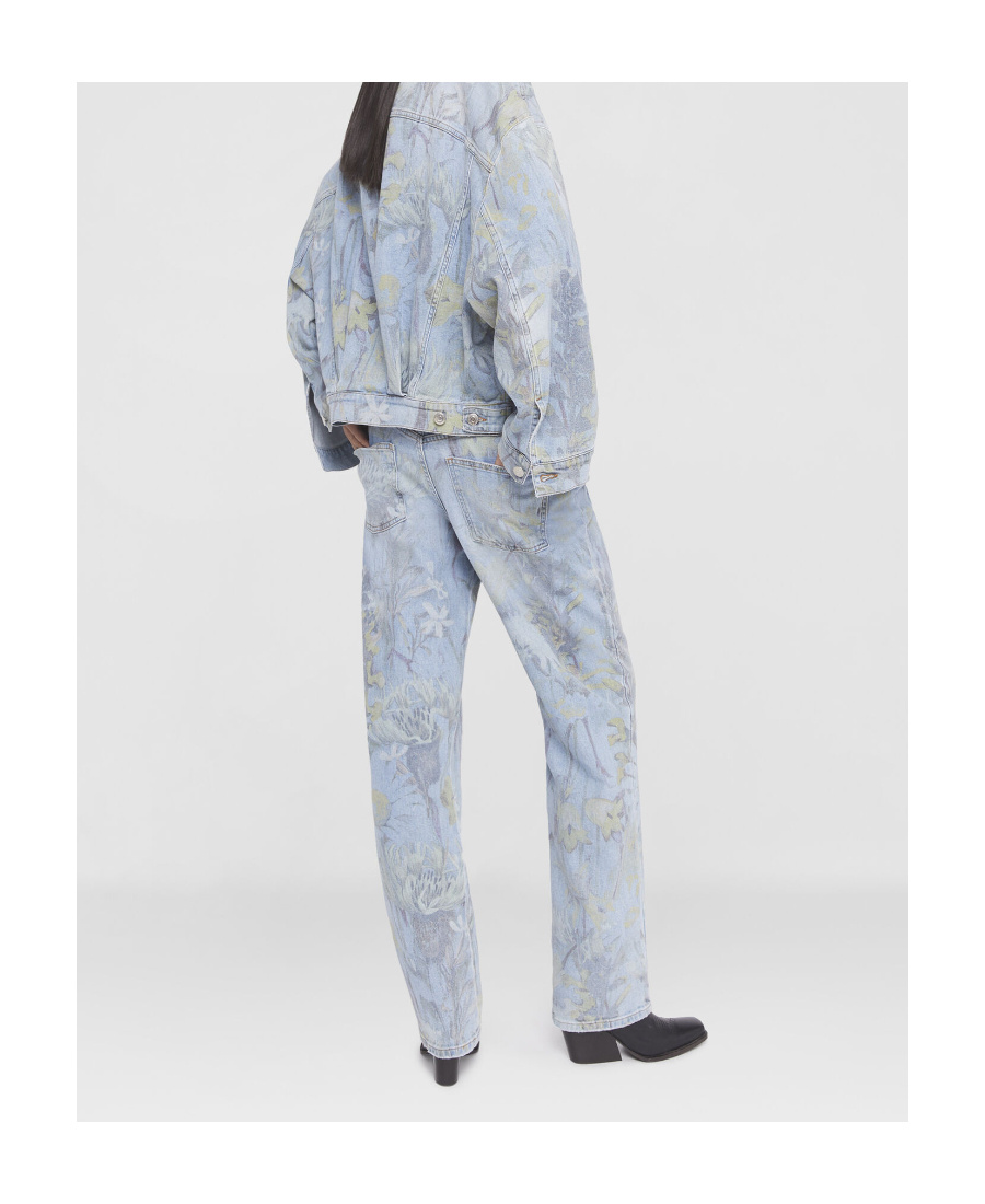 Stella Mccartney Floral Printed Straight Tube Jeans In Gray