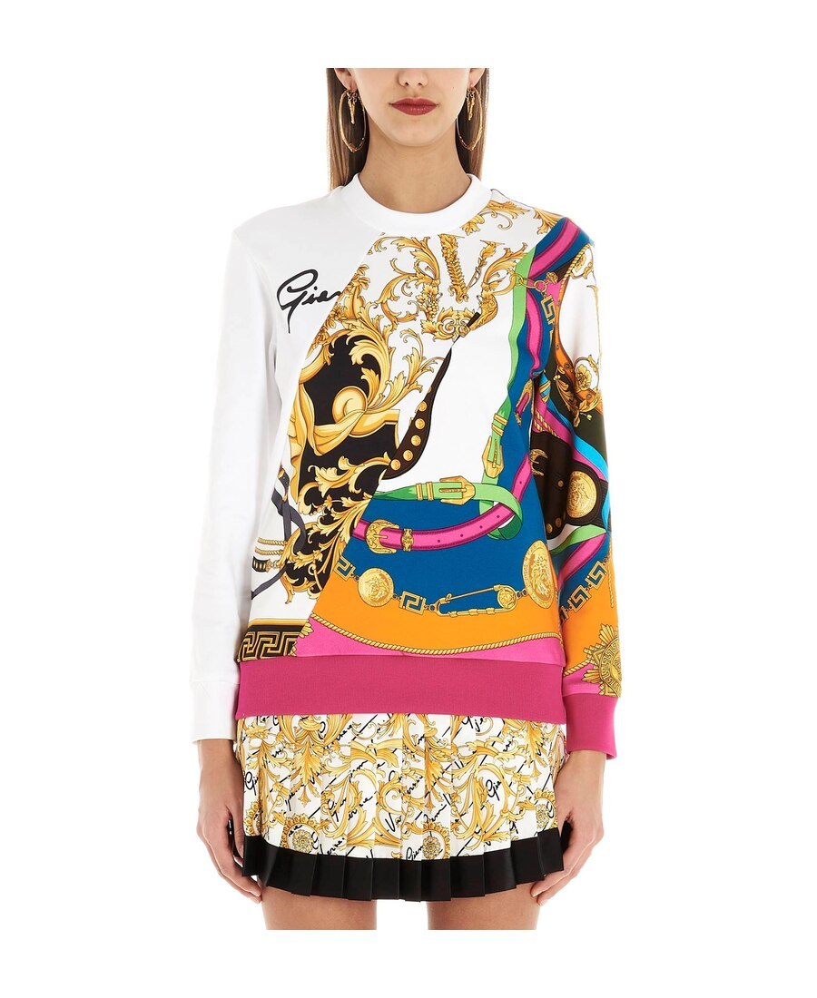 Versace Multicolor Printed Sweater In Multicolor