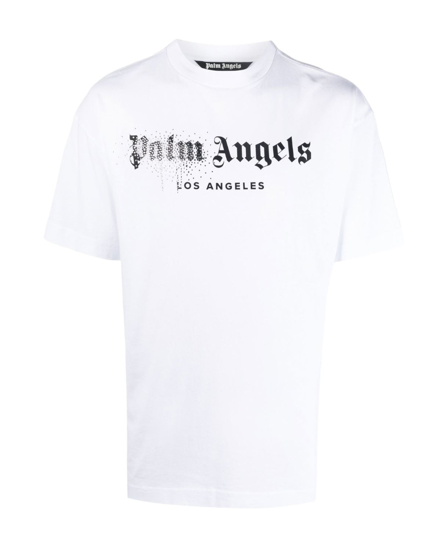 PALM ANGELS PALM ANGELS LOGO EMBELLISHED CREWNECK T-SHIRT