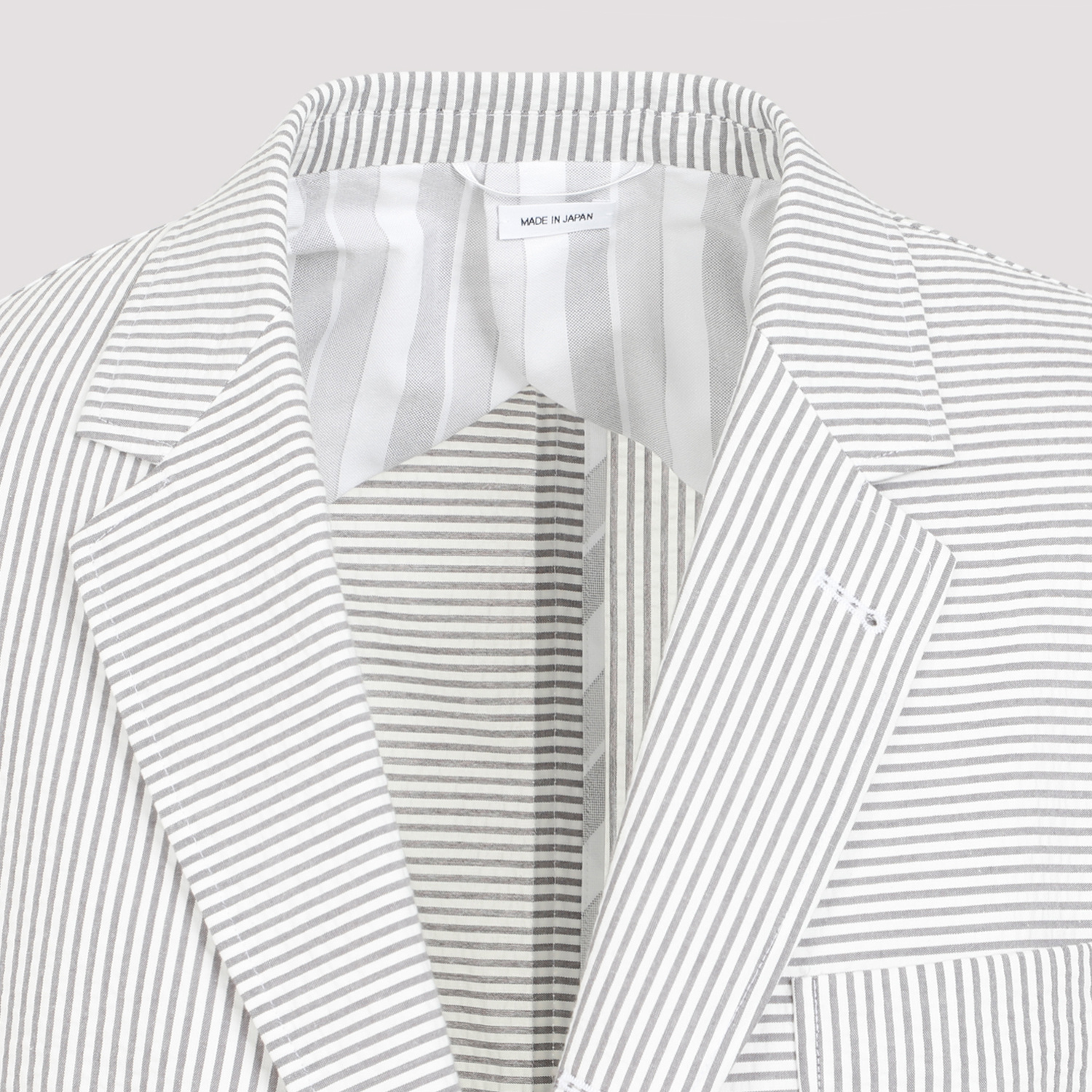 Thom Browne 4-bar Single-breasted Seersucker Blazer In White