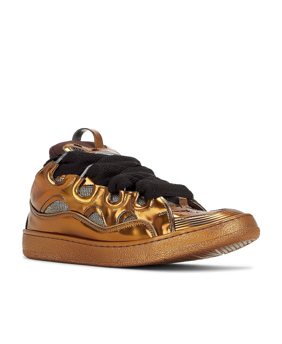 Lanvin Curb Lace-up Sneakers In Brown