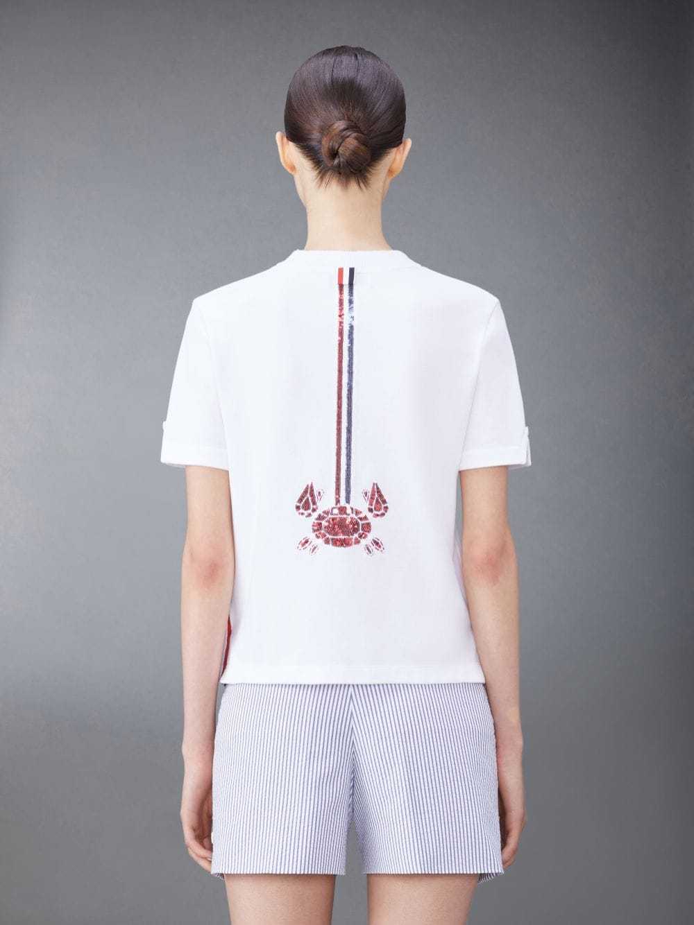 Thom Browne Sequin-embellished Cotton T-shirt In White