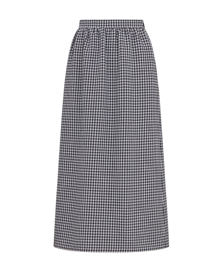 Dior Elastic Waistband Houndstooth Skirt In Gray
