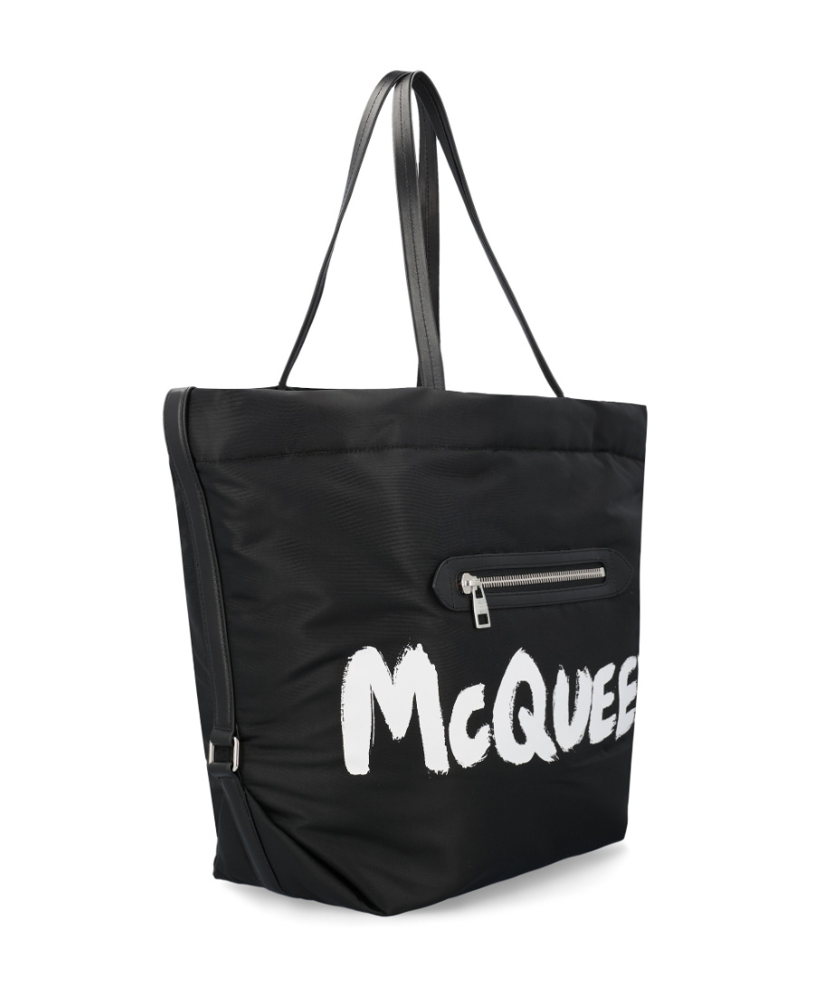 Alexander Mcqueen The Bundle Logo-print Tote Bag In Black