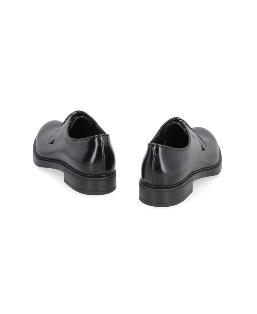 Prada Brushed-leather Derby Shoes In Black