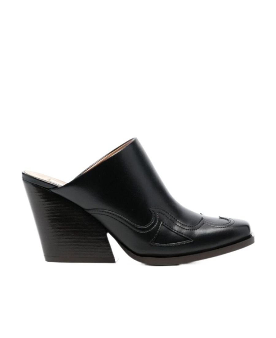 Stella Mccartney Square-toe Cuban-heel Mules In Black