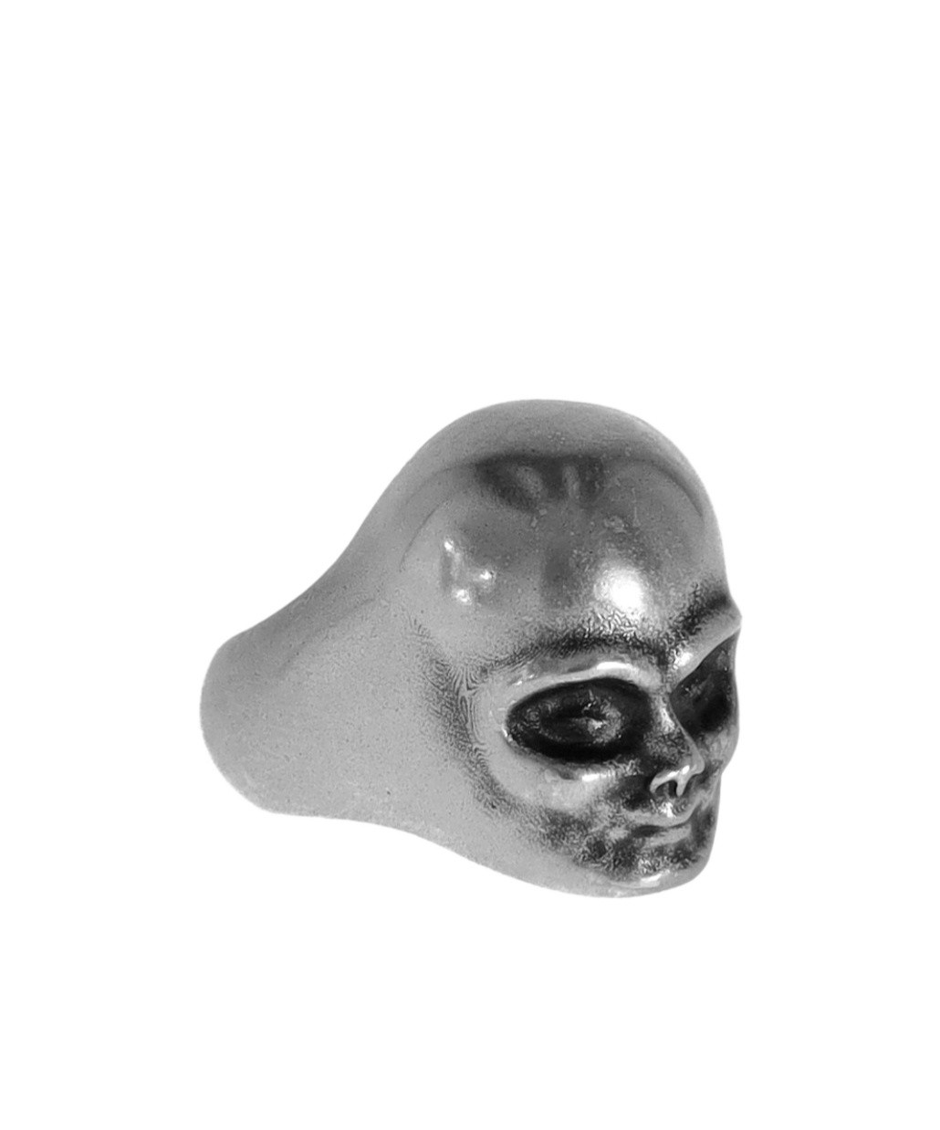 Ann Demeulemeester Silver Skull Ring In Gray