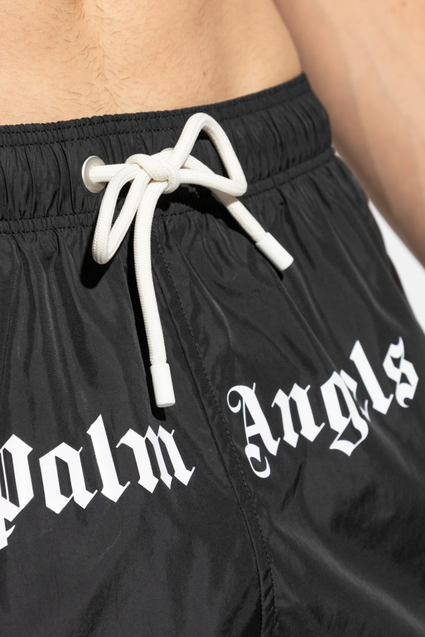 Palm Angels Logo Swim Shorts In Black