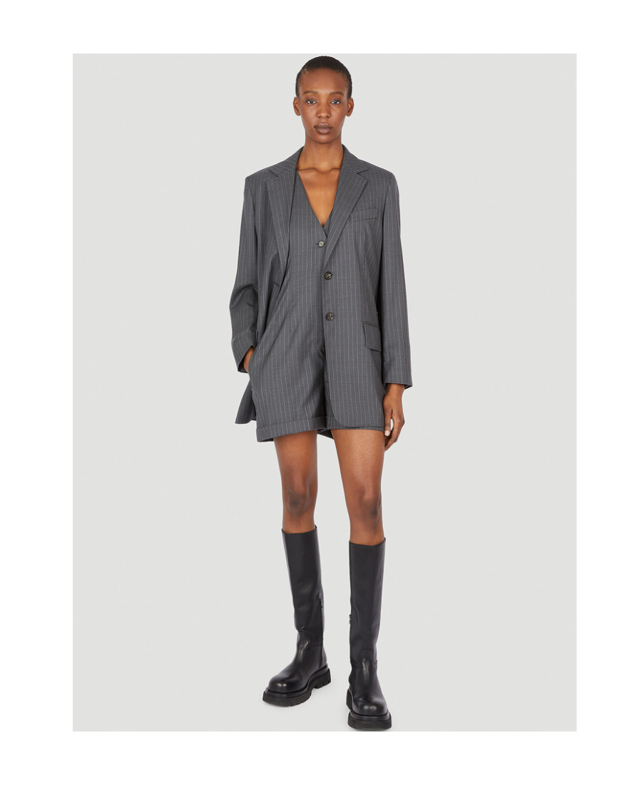 Max Mara Striped Suit Jacket In Gray