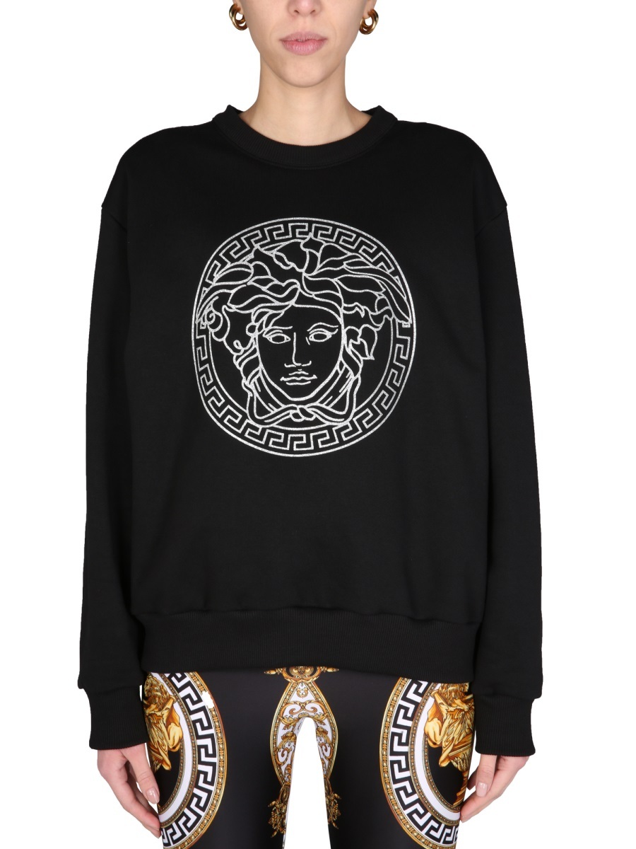 Versace Cropped "medusa" T-shirt In Black