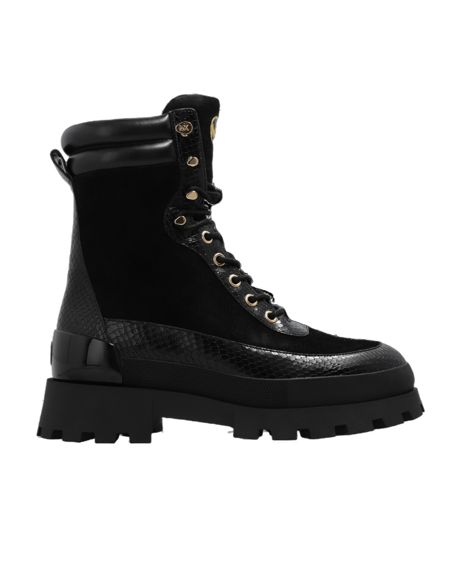 Michael Michael Kors Rowan Lace-up Leather Boots In Black