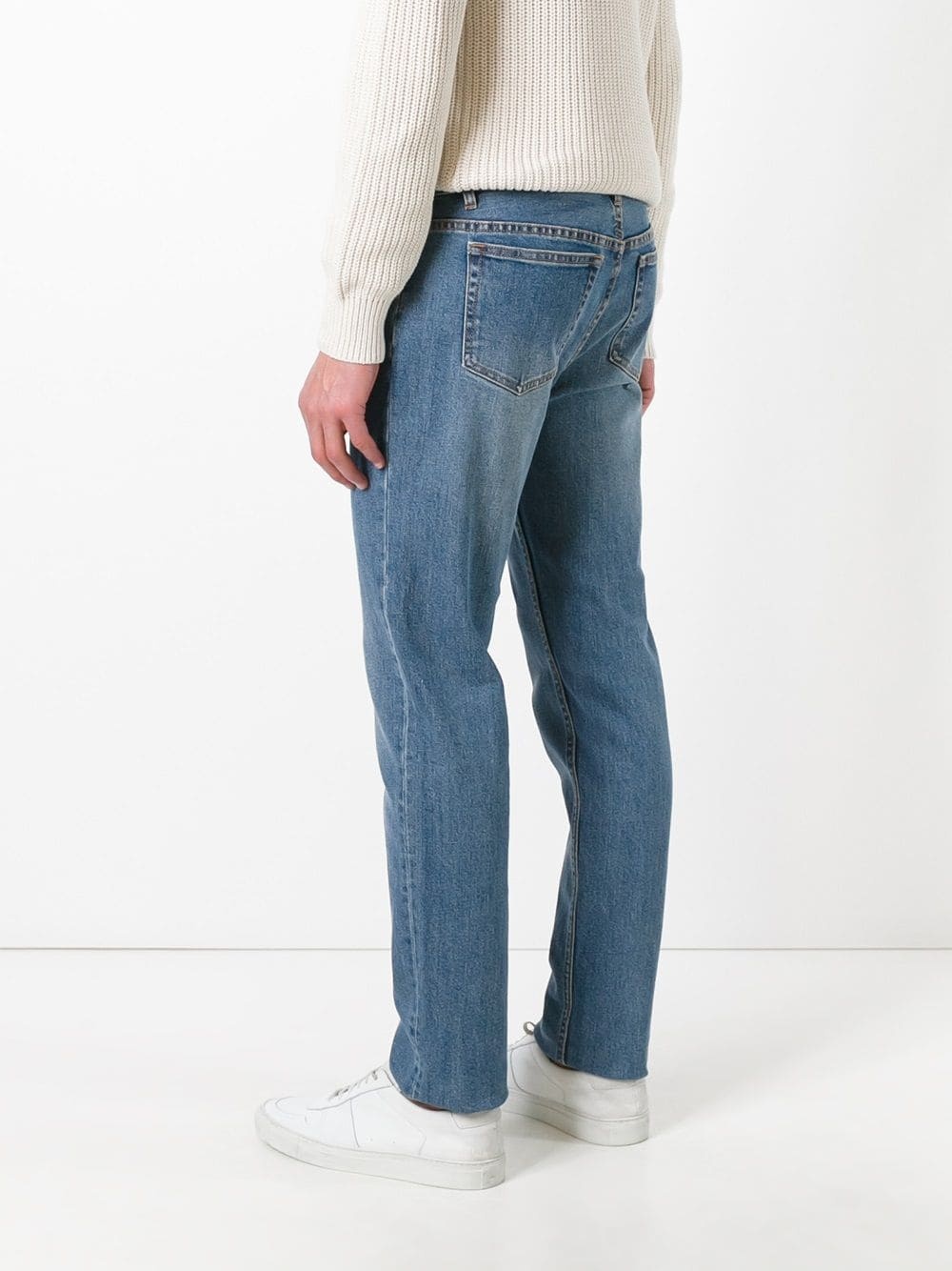 Apc Washed Effect Straight Leg Jeans In Blue