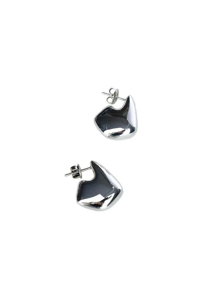 Bottega Veneta Abstract Shaped Polished Finish Earrings In Silver