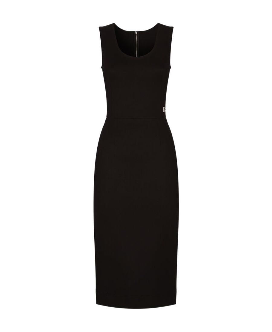 Dolce & Gabbana Sleeveless Scoop Neck Jersey Midi Dress In Black