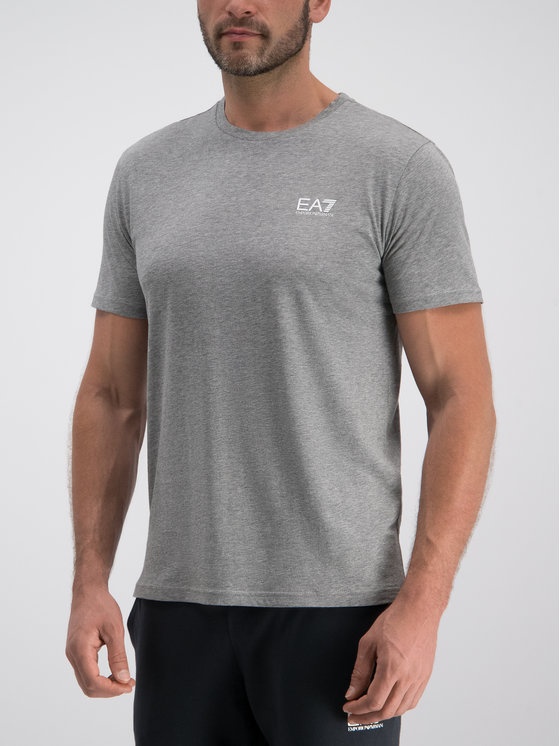 Ea7 Logo Round-necked T-shirt In Gray