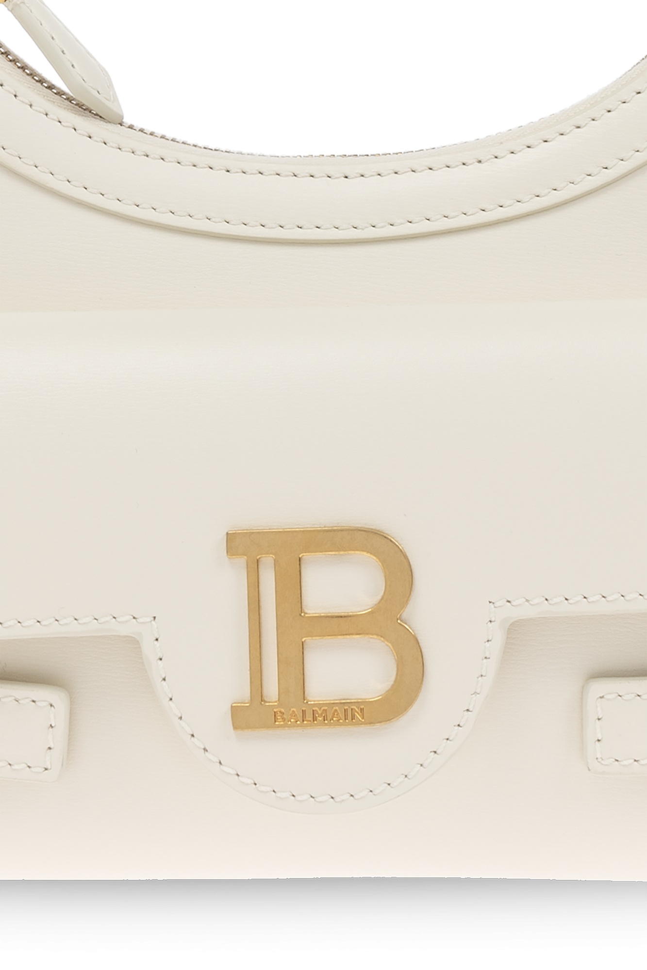 Balmain B-buzz Logo Plaque Shoulder Bag In White