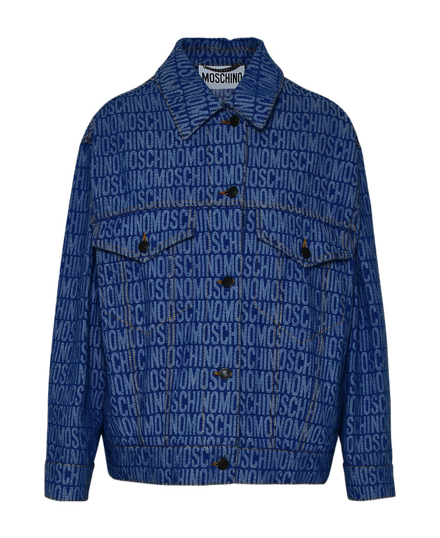 Moschino Monogram-print Denim Jacket In Blue