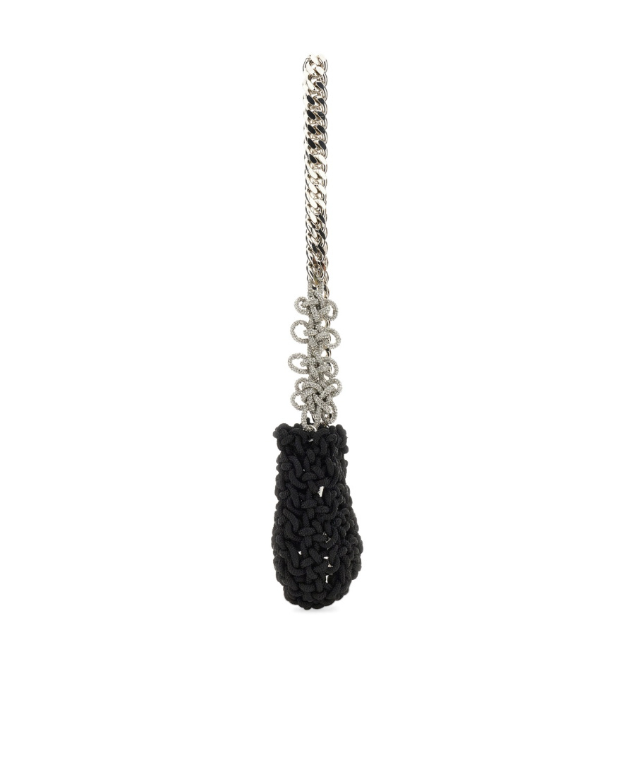 Kara Knot Shoulder Bag Chain Strap Silver In Black