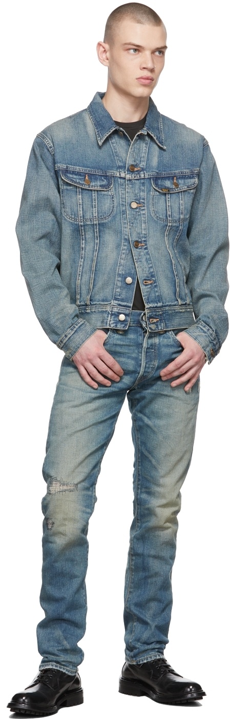 Rrl Blue Five Pockets To Make Old Jeans In Green