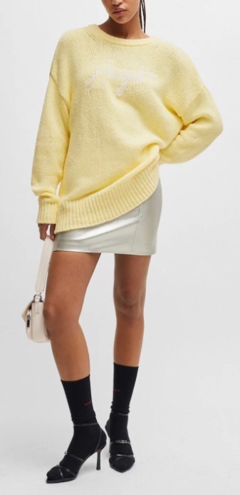 Hugo Boss Regular-fit Mini Skirt In Metallic Fabric In White
