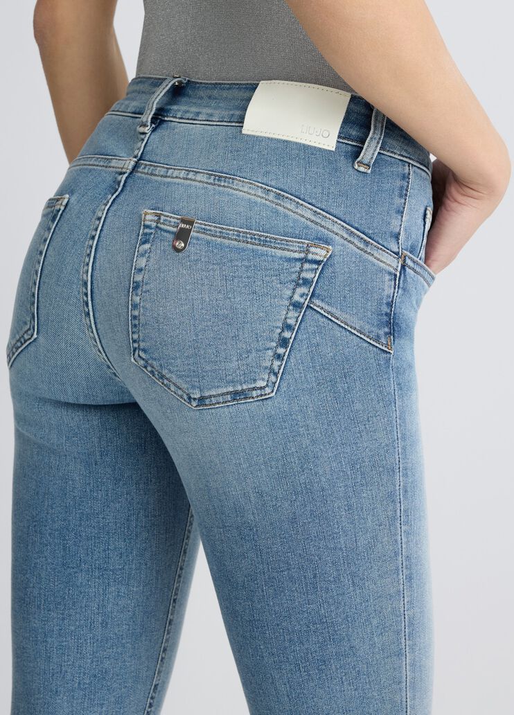 Liu •jo Liu Jo Blue Bottom-up Skinny Jeans With Turn-ups In Blue