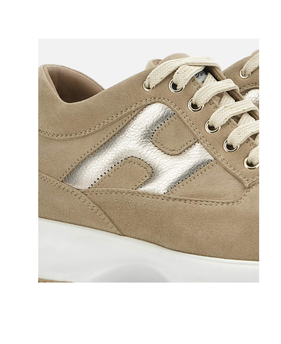 Hogan Metallic-detailing Suede Sneakers In Nude