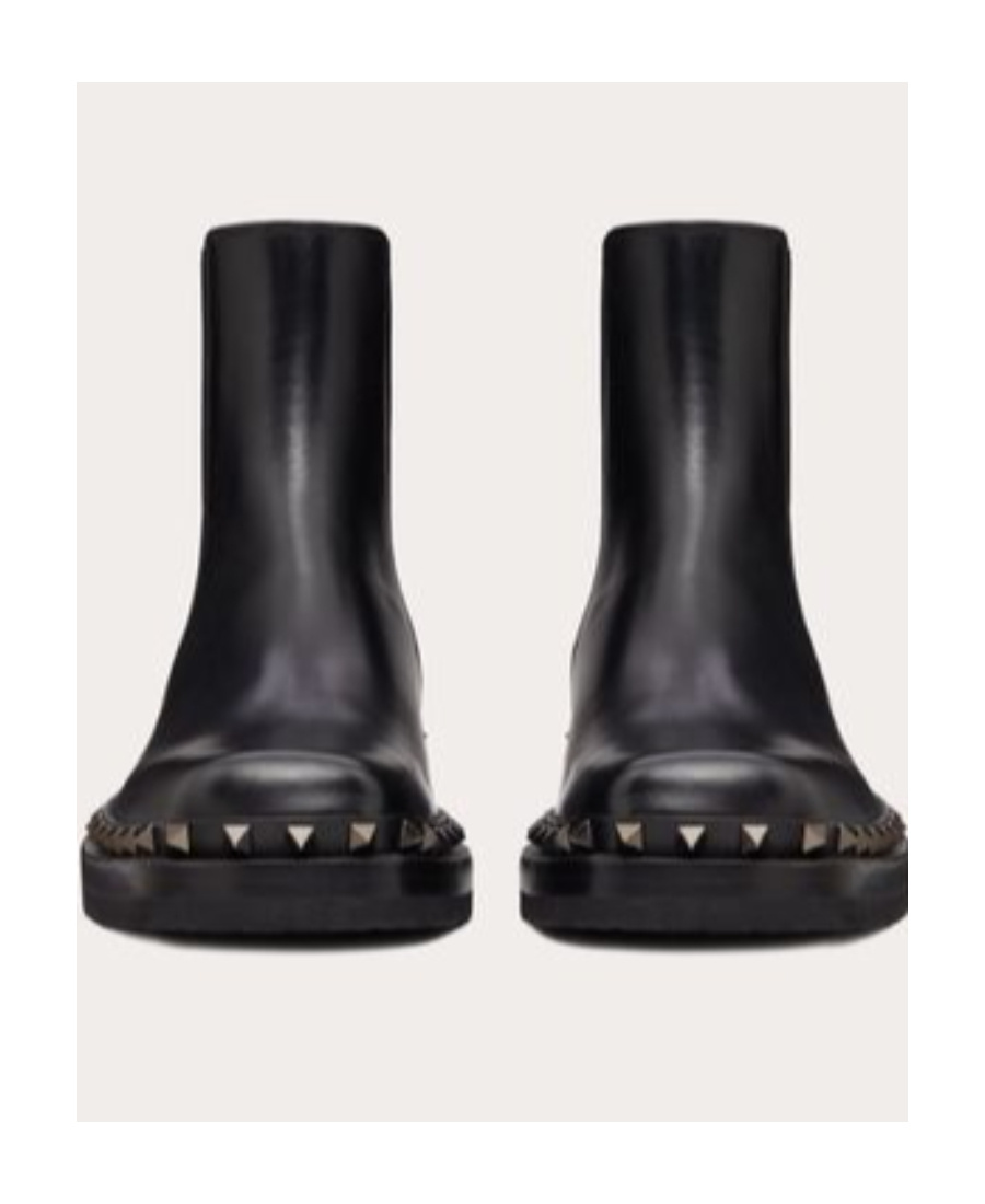 Valentino M-way Rockstud Ankle Boot In Calfskin Leather In Black