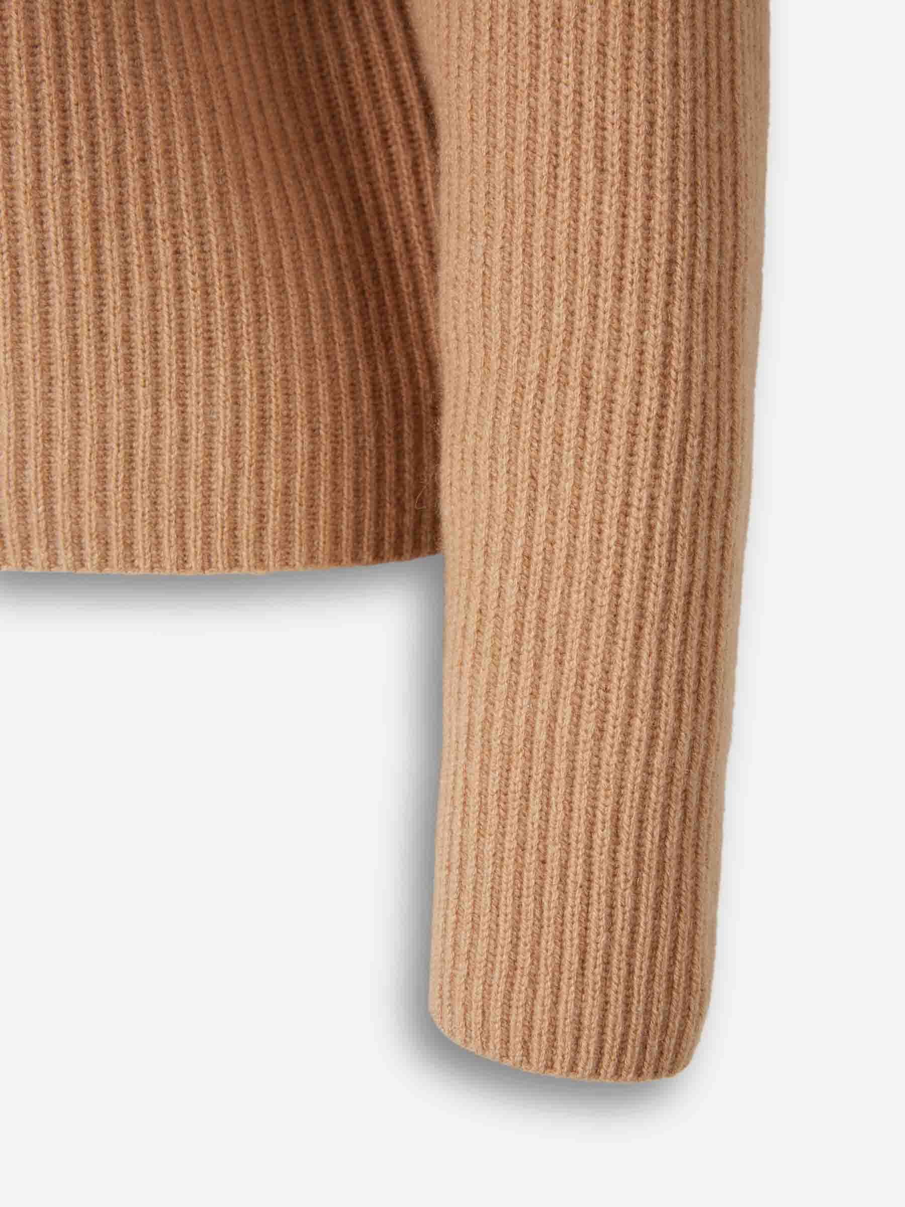 Simkhai Womens Camel Landry Half-zip Ribbed Cashmere Jumper In Brown