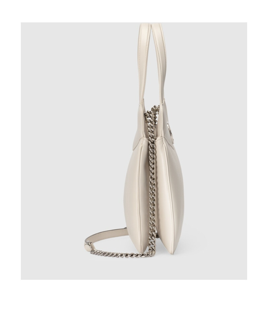 Gucci Small Gg Leather Tote Bag In White