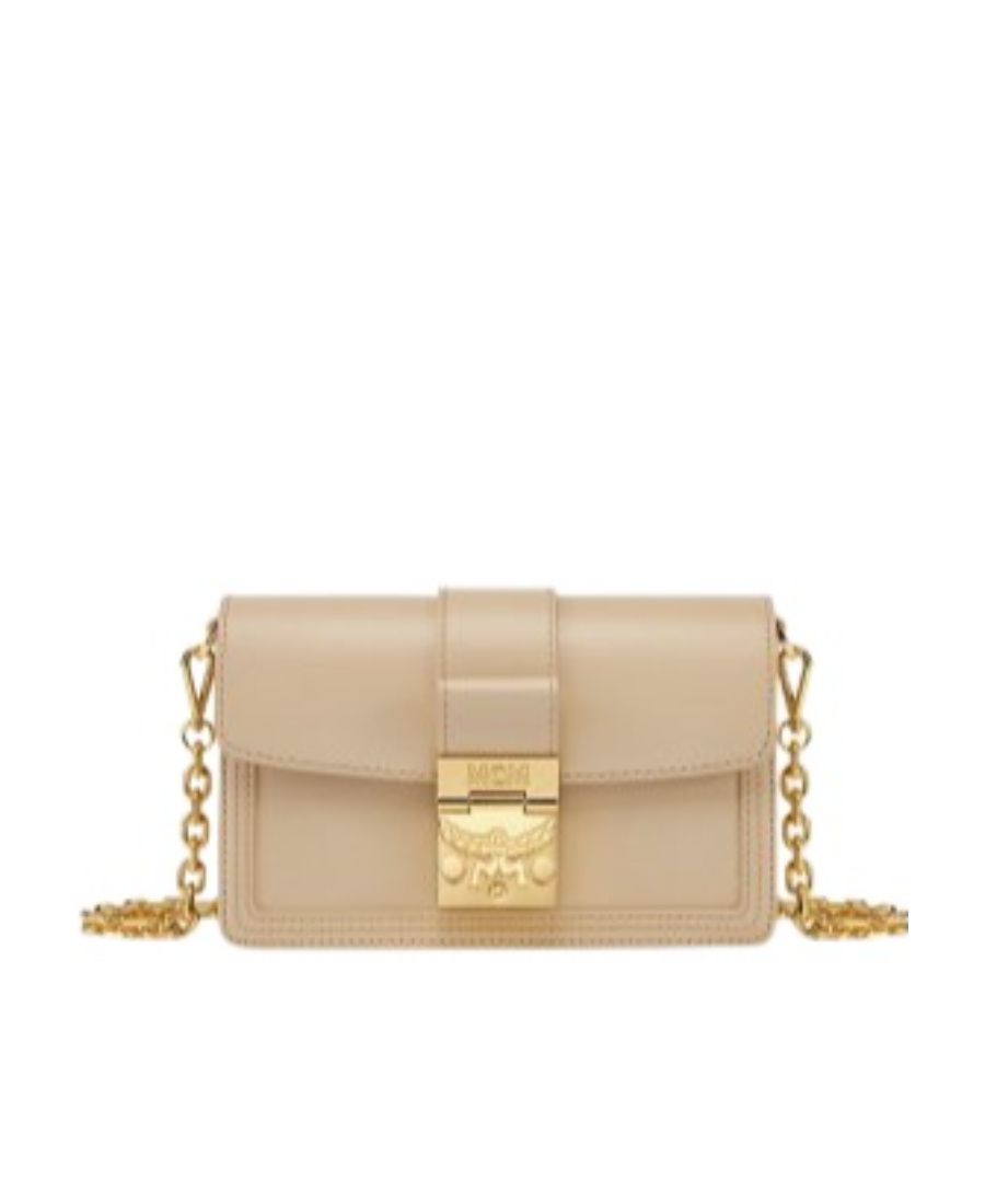 Mcm Logo Shoulder Bag In Nude