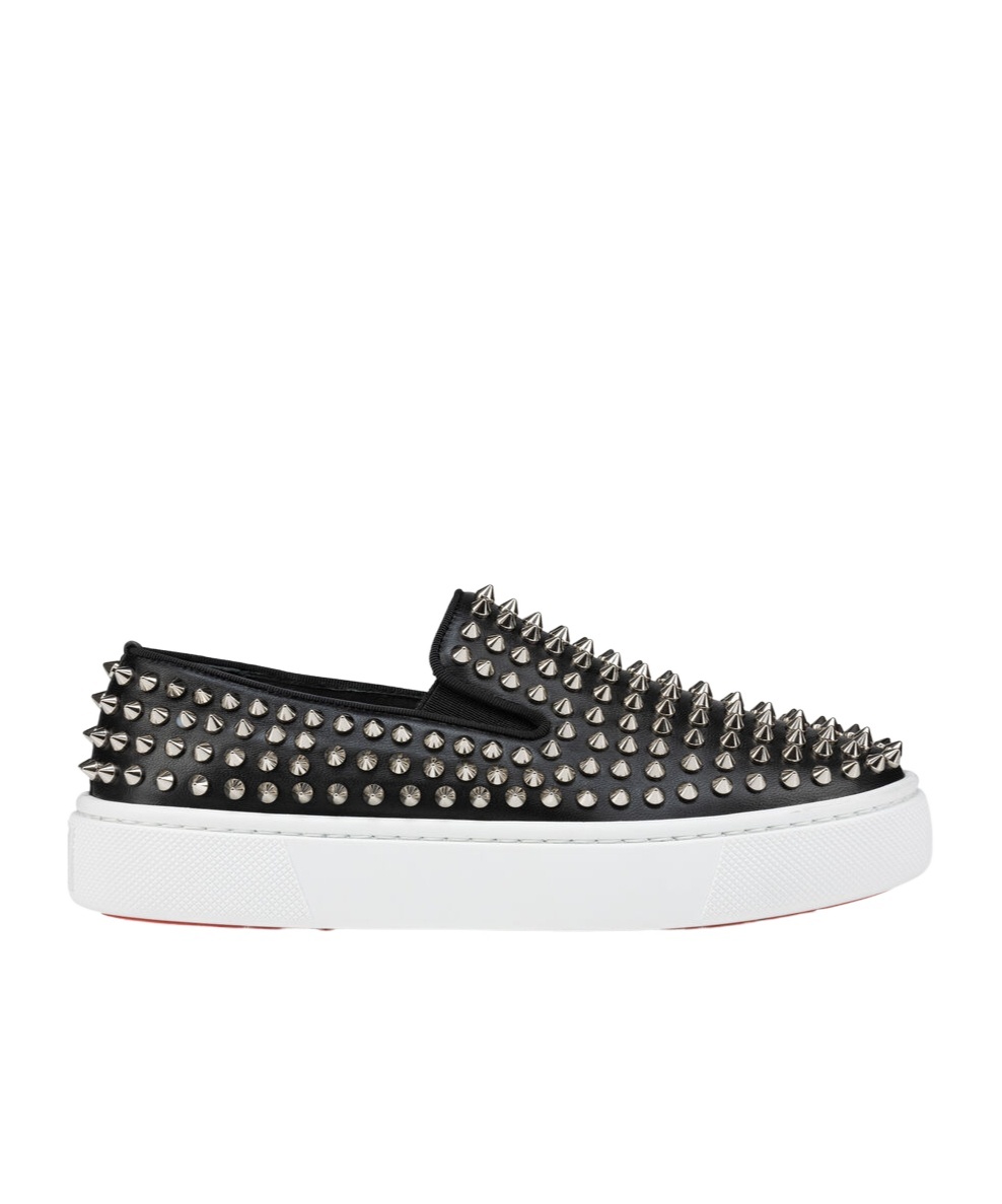 Christian Louboutin Spikeboat Nappa Leather Slip-on Sneakers In White