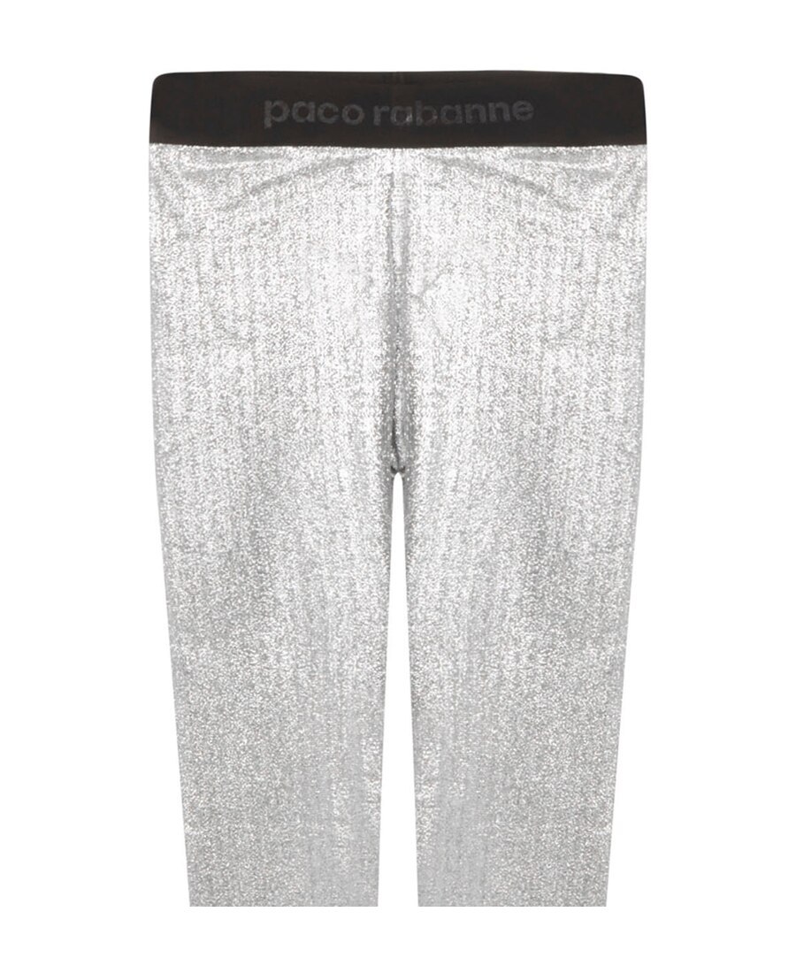 Rabanne Metallic Logo Waistband Leggings In White