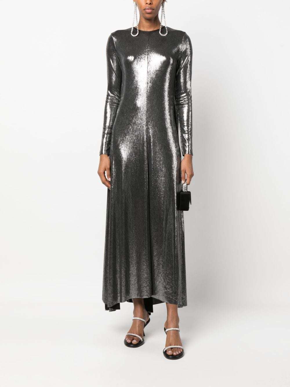 Shop Forte Forte Metallic-finish Midi Dress In Black