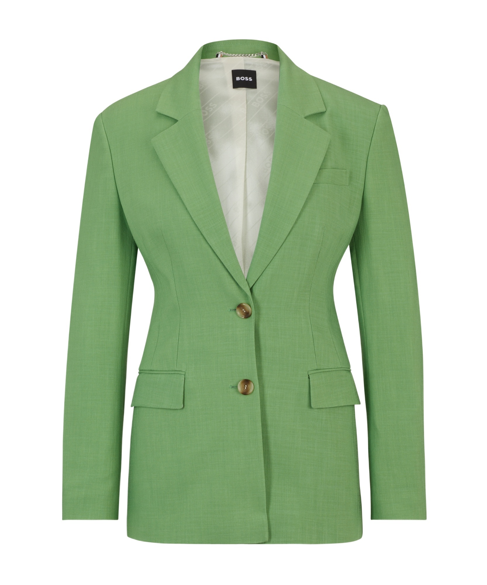 Hugo Boss Single-breasted Jacket In Stretch Fabric In Green